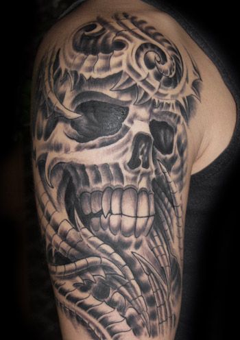 Tattoo uploaded by JenTheRipper • Incredible face tattoo by Neon Judas  #NeonJudas #DavidRinklin #blackandgrey #realistic #realism #macabre #horror  #skull #face • Tattoodo