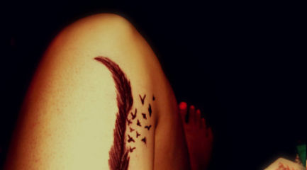 Birds of a feather leg tattoo