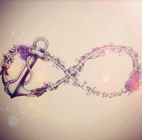 Cool refuse to sink infinity anchor and rose tattoo