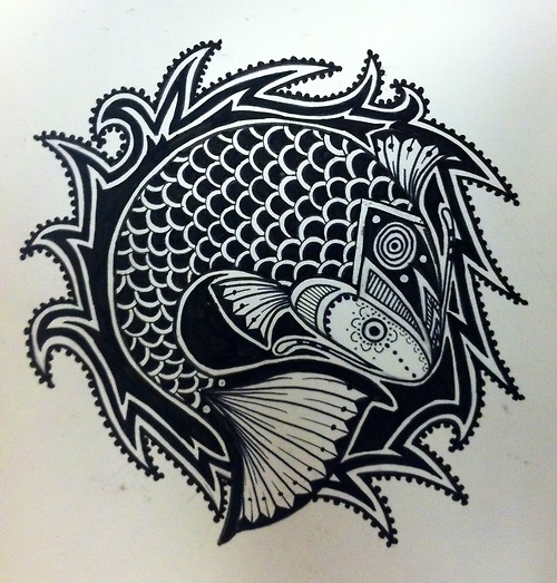 How To Draw A Tribal Fish Tribal Koi Step by Step Drawing Guide by Dawn   DragoArt