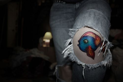 Cute colorful girly fish tattoo