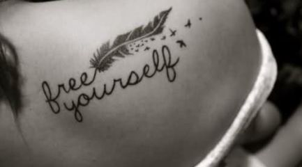 Free Yourself feather and birds tattoo