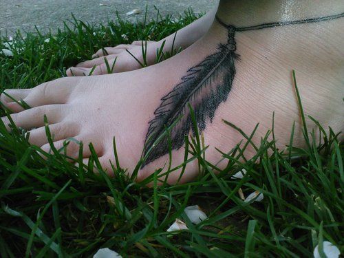 Girls ankle bracelet feather tattoo