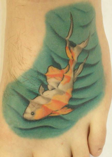 Japanese goldfish foot tattoo