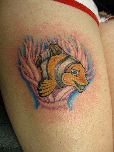 Silly girly clown fish tattoo