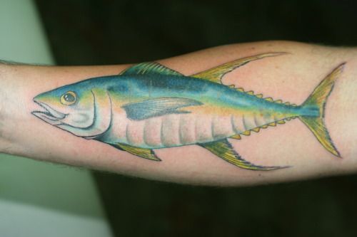 Yellow fin tuna arm tattoo
