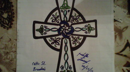 Celtic cross tattoo drawing with knots