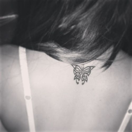 Cute Celtic butterfly on back of girls neck