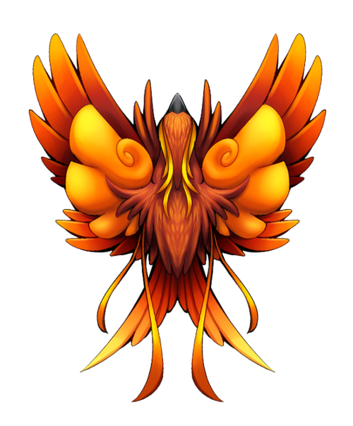 Different phoenix tattoo design in fire colors