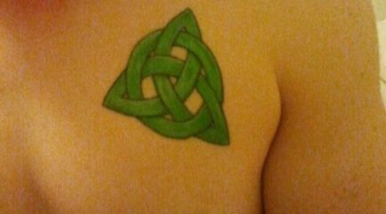 Green Irish Celtic knot tattoo for family