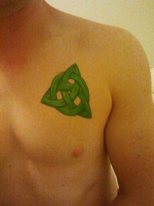 Green Irish Celtic knot tattoo for family