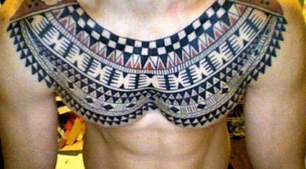 Guys Polynesian full chest piece