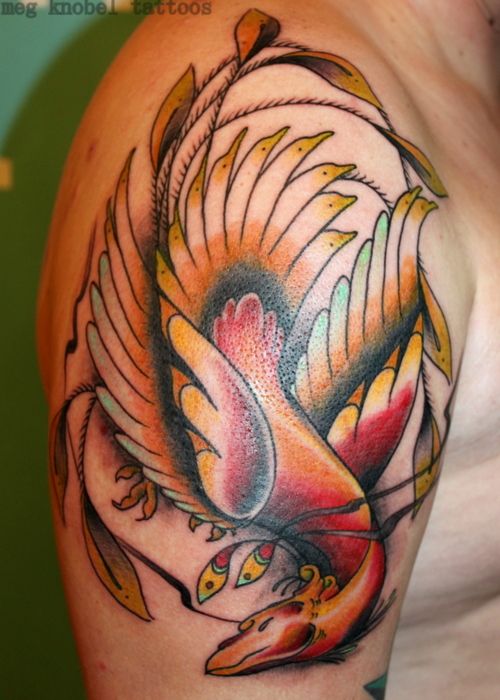Guys shoulder diving phoenix tattoo