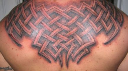 Huge tribal Celtic back tattoo