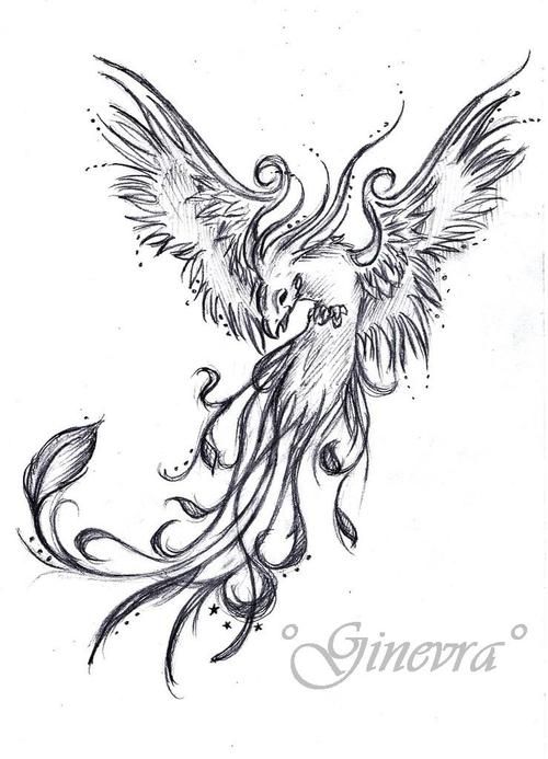 Phoenix rising tattoo design