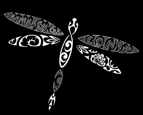 Polynesian dragonfly tattoo design