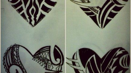 Polynesian style heart tattoo designs