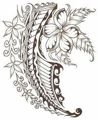 Polynesian Tattoo Design With Flowers