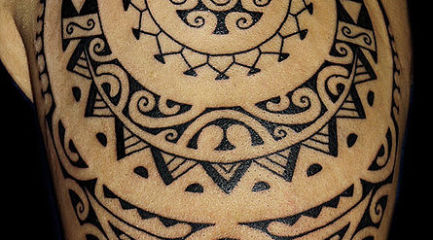 Polynesian tribal shoulder tattoo