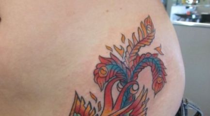 Swallow and phoenix mashup tattoo