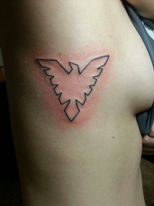 Triangle phoenix outline tattoo