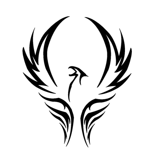 Tribal phoenix tattoo design with raised wings