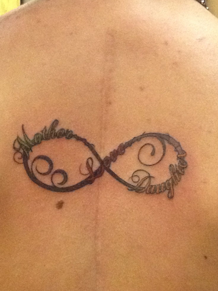 Cute mother & daughter infinity tattoo with swirls
